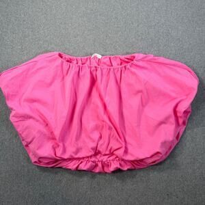 GREY LAB Los Angeles Pink Bubble Top Cropped Women's Medium Short Dolman Sleeve